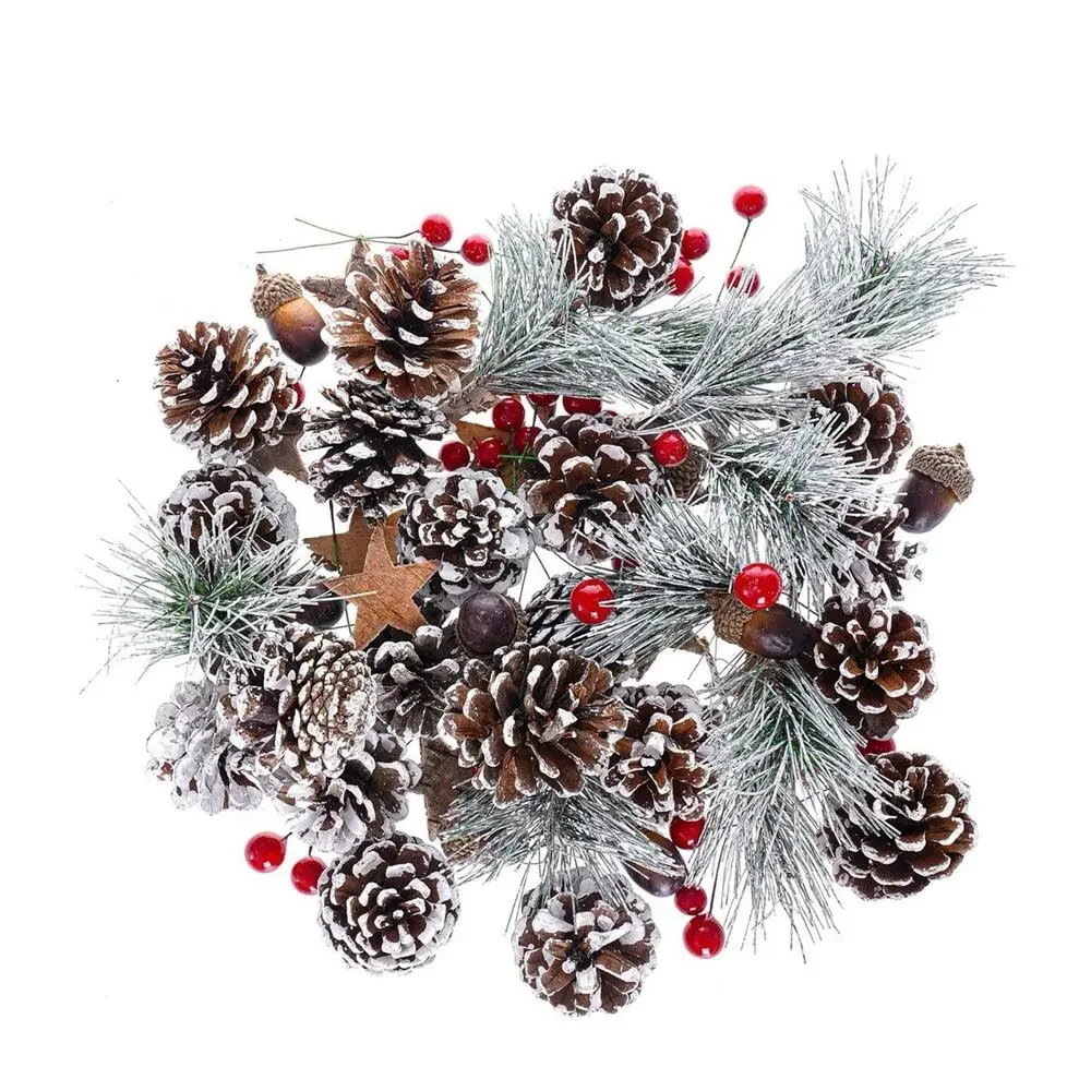 82 Pc Pine Cone Acorn Red Berries Christmas Decor New